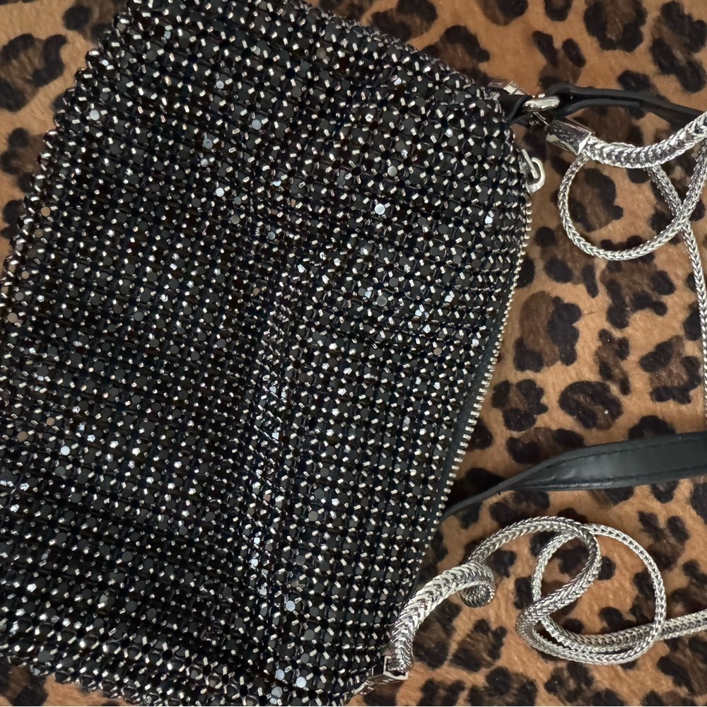 Black Rhinestone Grunge Crossbody Luxury Bag - Picture 3 of 5